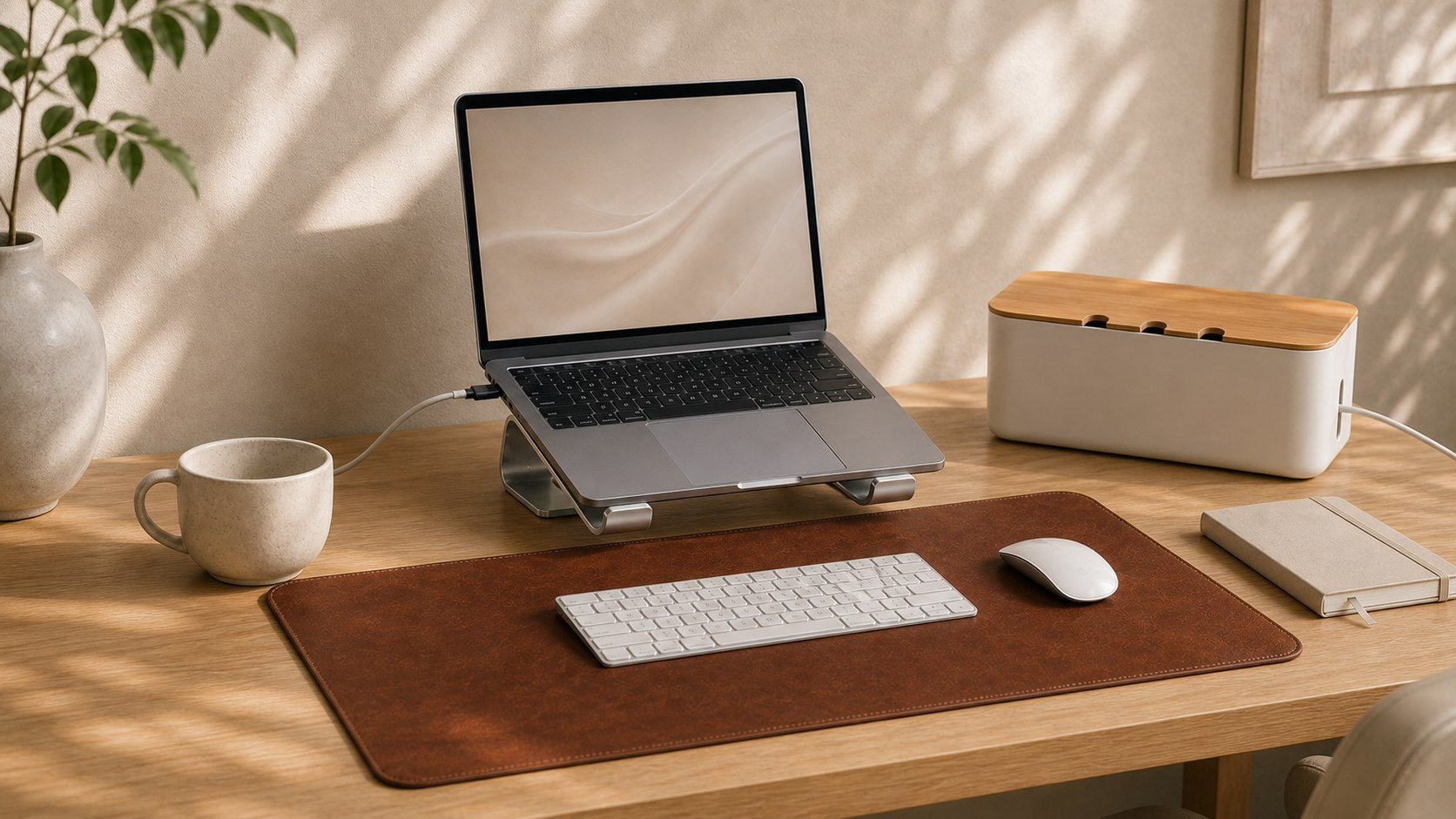 A calm desk prepared for customer support