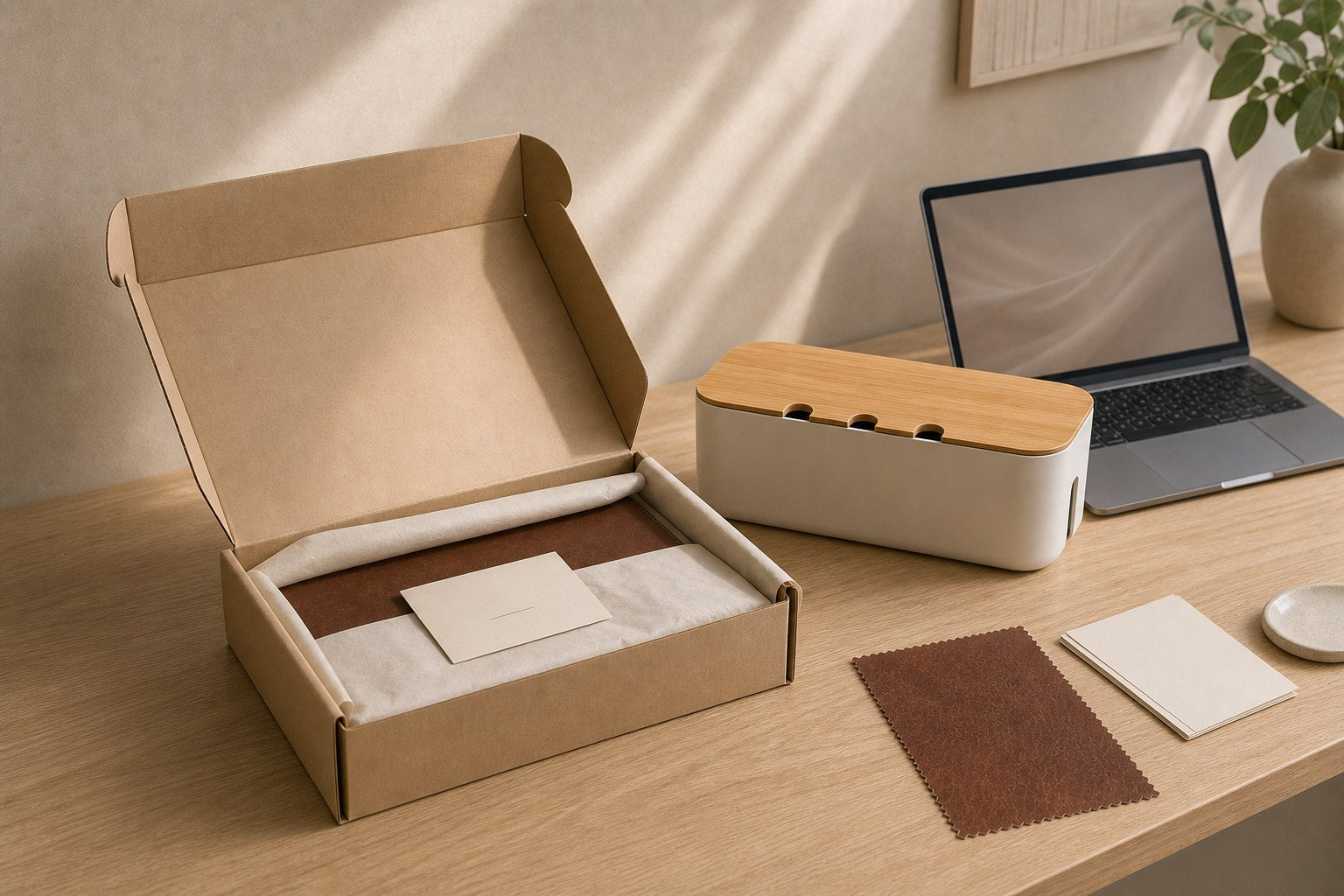 Carefully prepared desk accessories and packaging